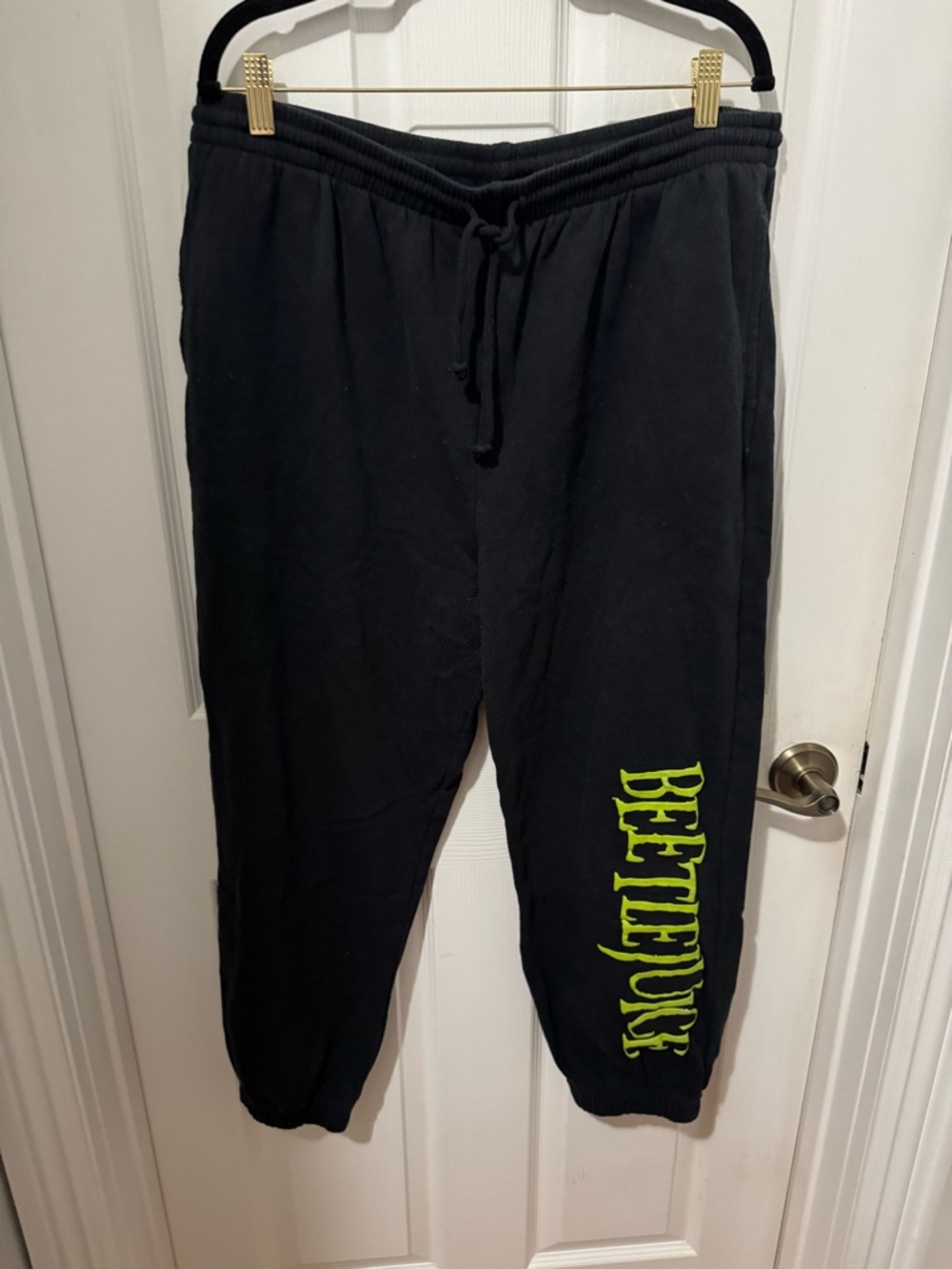 Target Black Sweatpants with Neon Green BEETLEJUICE Graphic